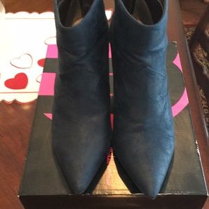 Navy Blue Wedge Bootie